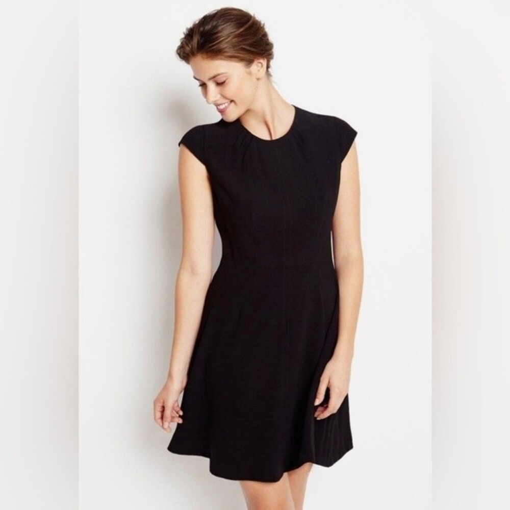 New York & Co black cap sleeve 100% cotton dress with pockets size medium